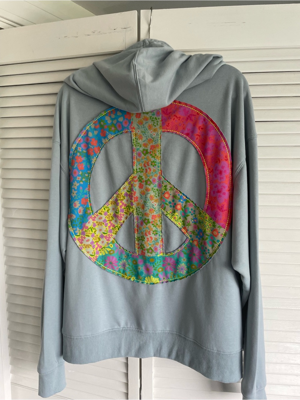 Natural Life Peace Sign Hoodie - Light Blue